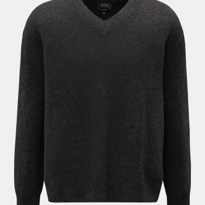 A.P.C. - Herren - V-Neck Pullover %27Pull Dany%27 anthrazit meliert A.P.C. - Herren - V-Neck Pullover %27Pull Dany%27 anthrazit meliert