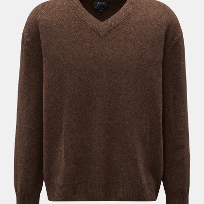 A.P.C. - Herren - V-Neck Pullover %27Pull Dany%27 braun meliert A.P.C. - Herren - V-Neck Pullover %27Pull Dany%27 braun meliert