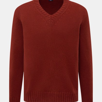 Fedeli - Herren - V-Neck Pullover rotbraun Fedeli - Herren - V-Neck Pullover rotbraun