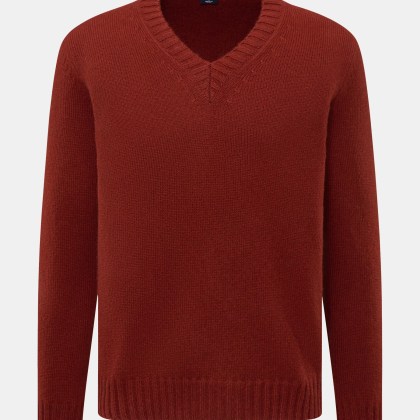 Fedeli - Herren - V-Neck Pullover rotbraun Fedeli - Herren - V-Neck Pullover rotbraun