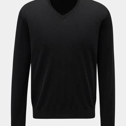 Filippo de Laurentiis - Herren - Merino Feinstrick V-Neck Pullover schwarz Filippo de Laurentiis - Herren - Merino Feinstrick V-Neck Pullover schwarz