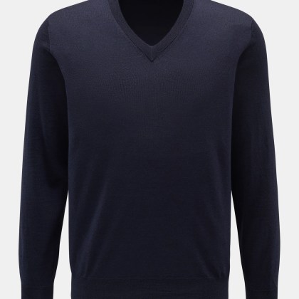 Filippo de Laurentiis - Herren - Feinstrick-V-Neck Pullover navy Filippo de Laurentiis - Herren - Feinstrick-V-Neck Pullover navy