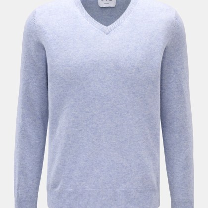 FTC - Herren - Cashmere V-Neck Pullover hellblau meliert FTC - Herren - Cashmere V-Neck Pullover hellblau meliert