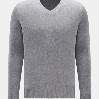 von Braun - Herren - Cashmere V-Neck Pullover grau meliert von Braun - Herren - Cashmere V-Neck Pullover grau meliert