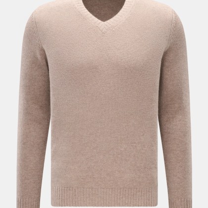 von Braun - Herren - Cashmere V-Neck Pullover beige meliert von Braun - Herren - Cashmere V-Neck Pullover beige meliert