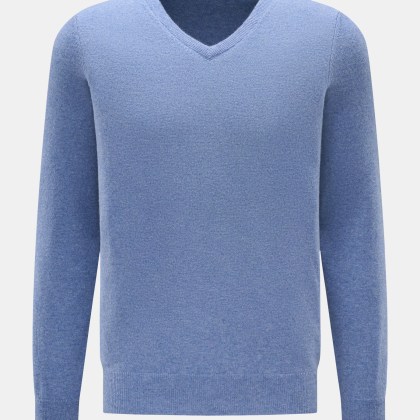 von Braun - Herren - Cashmere V-Neck Pullover blau meliert von Braun - Herren - Cashmere V-Neck Pullover blau meliert