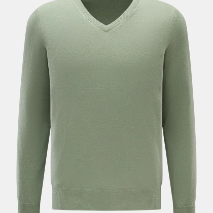 von Braun - Herren - Cashmere V-Neck Pullover salbei von Braun - Herren - Cashmere V-Neck Pullover salbei