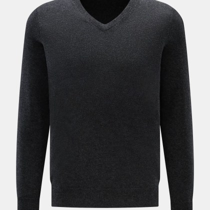von Braun - Herren - Cashmere V-Neck Pullover anthrazit meliert von Braun - Herren - Cashmere V-Neck Pullover anthrazit meliert