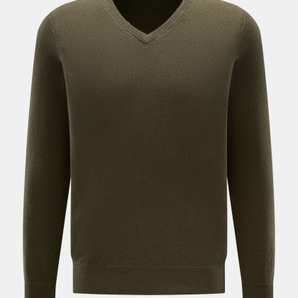 von Braun - Herren - Cashmere V-Neck Pullover oliv von Braun - Herren - Cashmere V-Neck Pullover oliv