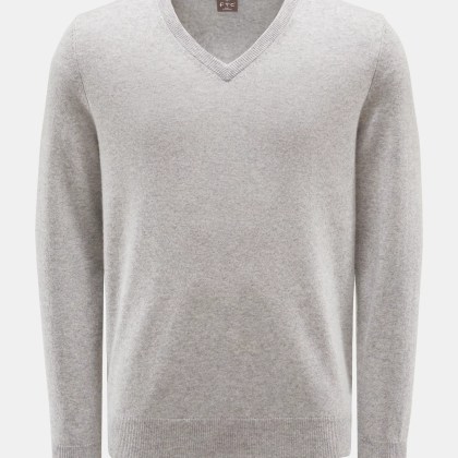 FTC - Herren - Baby-Cashmere V-Neck Pullover hellgrau FTC - Herren - Baby-Cashmere V-Neck Pullover hellgrau