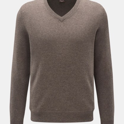 FTC - Herren - Baby-Cashmere V-Neck Pullover graubraun meliert FTC - Herren - Baby-Cashmere V-Neck Pullover graubraun meliert