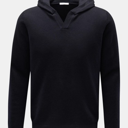 04651/ A trip in a bag - Herren - Merino Kapuzenpullover %27Oyster%27 navy 04651/ A trip in a bag - Herren - Merino Kapuzenpullover %27Oyster%27 navy