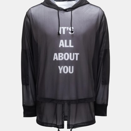 Helmut Lang - Herren - Kapuzen-Longsleeve %27HWT Sheer Hoodie%27 schwarz transparent Helmut Lang - Herren - Kapuzen-Longsleeve %27HWT Sheer Hoodie%27 schwarz transparent