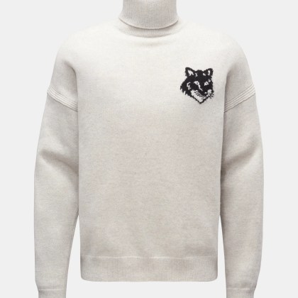 Maison Kitsuné - Herren - Rollkragenpullover hellgrau Maison Kitsuné - Herren - Rollkragenpullover hellgrau