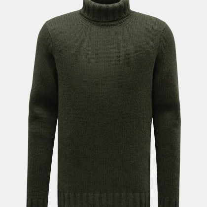 von Braun - Herren - Cashmere Rollkragenpullover dark olive von Braun - Herren - Cashmere Rollkragenpullover dark olive