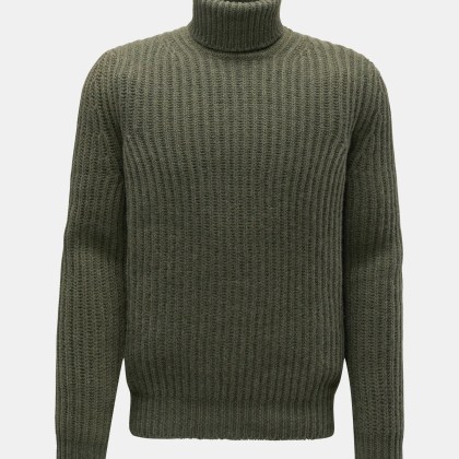 von Braun - Herren - Cashmere Rollkragenpullover oliv von Braun - Herren - Cashmere Rollkragenpullover oliv