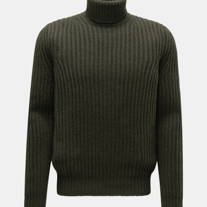 von Braun - Herren - Cashmere Rollkragenpullover dark olive von Braun - Herren - Cashmere Rollkragenpullover dark olive