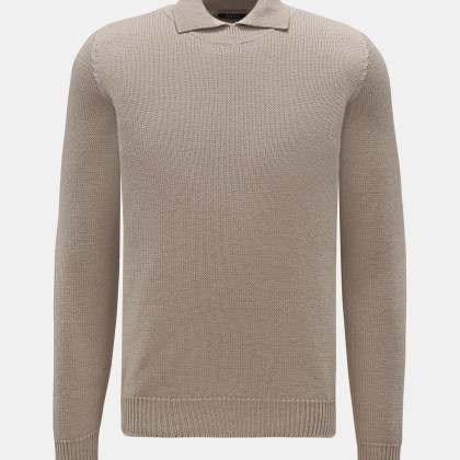 04651/ A trip in a bag - Herren - Pullover %27Foggy Mock%27 taupe 04651/ A trip in a bag - Herren - Pullover %27Foggy Mock%27 taupe