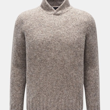 04651/ A trip in a bag - Herren - Pullover %27Handknit Mock%27 graubraun/beige 04651/ A trip in a bag - Herren - Pullover %27Handknit Mock%27 graubraun/beige