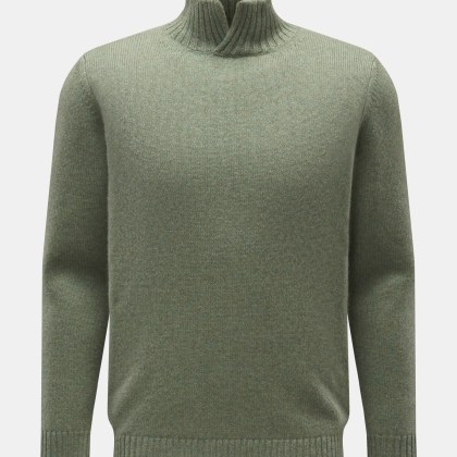 Maurizio Baldassari - Herren - Cashmere Pullover %27Open Turtle Neck%27 graugrün meliert Maurizio Baldassari - Herren - Cashmere Pullover %27Open Turtle Neck%27 graugrün meliert