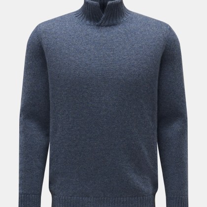 Maurizio Baldassari - Herren - Cashmere Pullover %27Open Turtle Neck%27 rauchblau meliert Maurizio Baldassari - Herren - Cashmere Pullover %27Open Turtle Neck%27 rauchblau meliert
