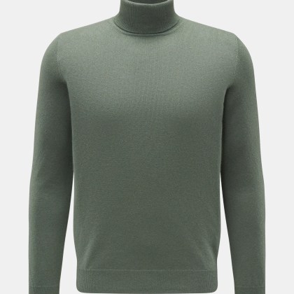von Braun - Herren - Cashmere Rollkragenpullover graugrün von Braun - Herren - Cashmere Rollkragenpullover graugrün