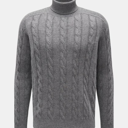 von Braun - Herren - Cashmere Rollkragenpullover grau meliert von Braun - Herren - Cashmere Rollkragenpullover grau meliert