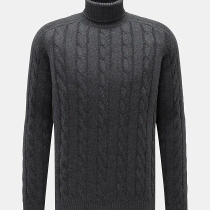von Braun - Herren - Cashmere Rollkragenpullover dunkelgrau meliert von Braun - Herren - Cashmere Rollkragenpullover dunkelgrau meliert