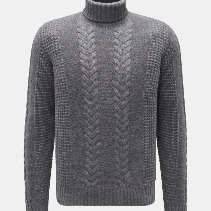 von Braun - Herren - Cashmere Rollkragenpullover grau meliert von Braun - Herren - Cashmere Rollkragenpullover grau meliert