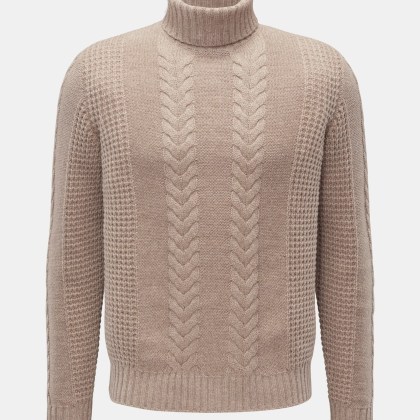 von Braun - Herren - Cashmere Rollkragenpullover beige meliert von Braun - Herren - Cashmere Rollkragenpullover beige meliert