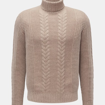 von Braun - Herren - Cashmere Rollkragenpullover beige meliert von Braun - Herren - Cashmere Rollkragenpullover beige meliert