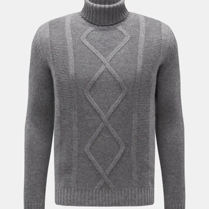 von Braun - Herren - Cashmere Rollkragenpullover grau meliert von Braun - Herren - Cashmere Rollkragenpullover grau meliert
