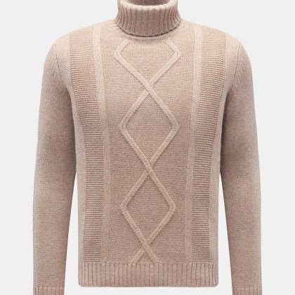 von Braun - Herren - Cashmere Rollkragenpullover beige meliert von Braun - Herren - Cashmere Rollkragenpullover beige meliert