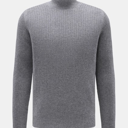 von Braun - Herren - Cashmere Mock Neck Pullover grau meliert von Braun - Herren - Cashmere Mock Neck Pullover grau meliert
