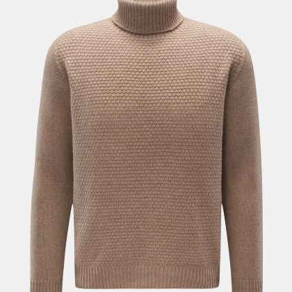 04651/ A trip in a bag - Herren - Cashmere Rollkragenpullover beige meliert 04651/ A trip in a bag - Herren - Cashmere Rollkragenpullover beige meliert