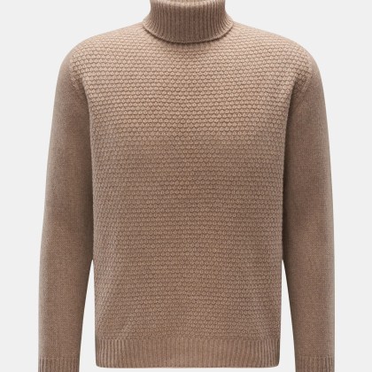 04651/ A trip in a bag - Herren - Cashmere Rollkragenpullover beige meliert 04651/ A trip in a bag - Herren - Cashmere Rollkragenpullover beige meliert