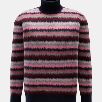 Piacenza 1733 - Herren - Cashmere Rollkragenpullover rosé/navy/grau gestreift Piacenza 1733 - Herren - Cashmere Rollkragenpullover rosé/navy/grau gestreift
