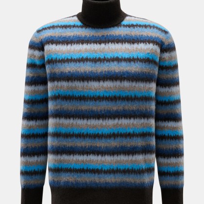 Piacenza 1733 - Herren - Cashmere Rollkragenpullover dunkelbraun/blau/beige gestreift Piacenza 1733 - Herren - Cashmere Rollkragenpullover dunkelbraun/blau/beige gestreift