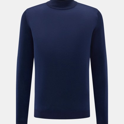 Colombo - Herren - Cashmere Mock Neck Pullover navy Colombo - Herren - Cashmere Mock Neck Pullover navy