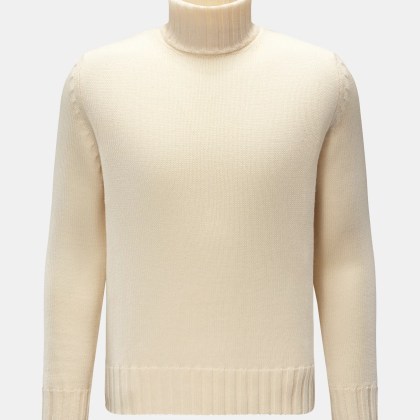 B.F. Knitwear - Herren - Merino Rollkragenpullover creme B.F. Knitwear - Herren - Merino Rollkragenpullover creme