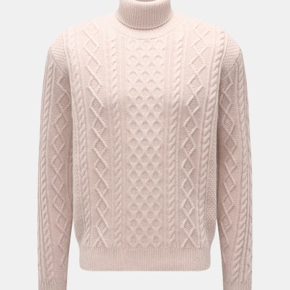 04651/ A trip in a bag - Herren - Rollkragenpullover %27Mouline Cable Turtle%27 altrosa meliert 04651/ A trip in a bag - Herren - Rollkragenpullover %27Mouline Cable Turtle%27 altrosa meliert