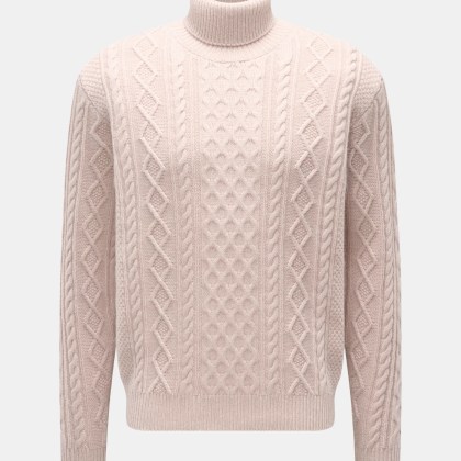 04651/ A trip in a bag - Herren - Rollkragenpullover %27Mouline Cable Turtle%27 altrosa meliert 04651/ A trip in a bag - Herren - Rollkragenpullover %27Mouline Cable Turtle%27 altrosa meliert