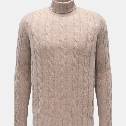 von Braun - Herren - Cashmere Rollkragenpullover beige meliert von Braun - Herren - Cashmere Rollkragenpullover beige meliert