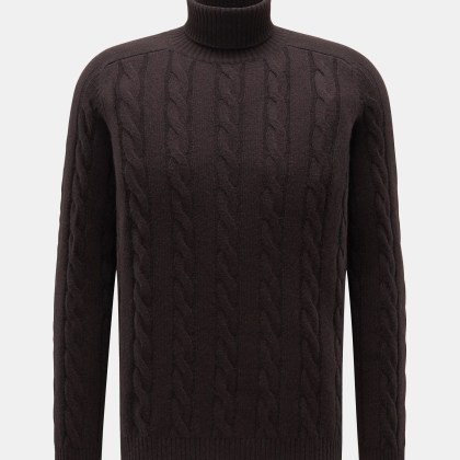 von Braun - Herren - Cashmere Rollkragenpullover dunkelbraun von Braun - Herren - Cashmere Rollkragenpullover dunkelbraun