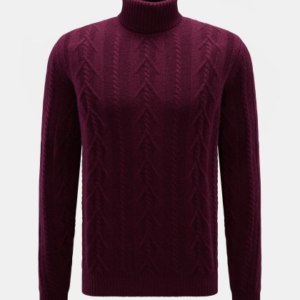 von Braun - Herren - Cashmere Rollkragenpullover bordeaux von Braun - Herren - Cashmere Rollkragenpullover bordeaux