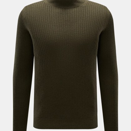 von Braun - Herren - Cashmere Mock Neck Pullover oliv von Braun - Herren - Cashmere Mock Neck Pullover oliv