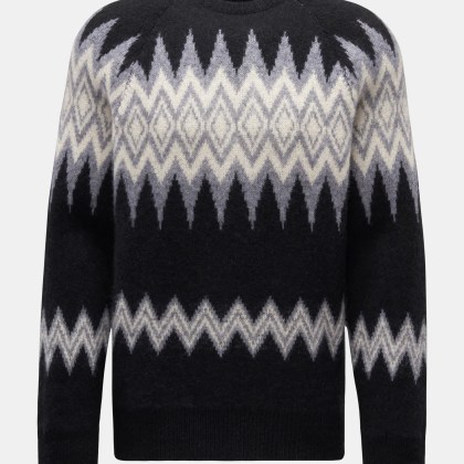 Laneus - Herren - Rundhalspullover schwarz/grau/weiß gemustert Laneus - Herren - Rundhalspullover schwarz/grau/weiß gemustert