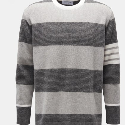 Thom Browne - Herren - Rundhalspullover grau/creme gestreift Thom Browne - Herren - Rundhalspullover grau/creme gestreift