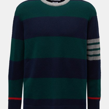 Thom Browne - Herren - Rundhalspullover grün/blau gestreift Thom Browne - Herren - Rundhalspullover grün/blau gestreift