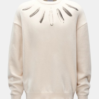 Marcelo Burlon - Herren - Rundhalspullover %27AOP Wind Feathers Knit Comfort Crew%27 creme Marcelo Burlon - Herren - Rundhalspullover %27AOP Wind Feathers Knit Comfort Crew%27 creme